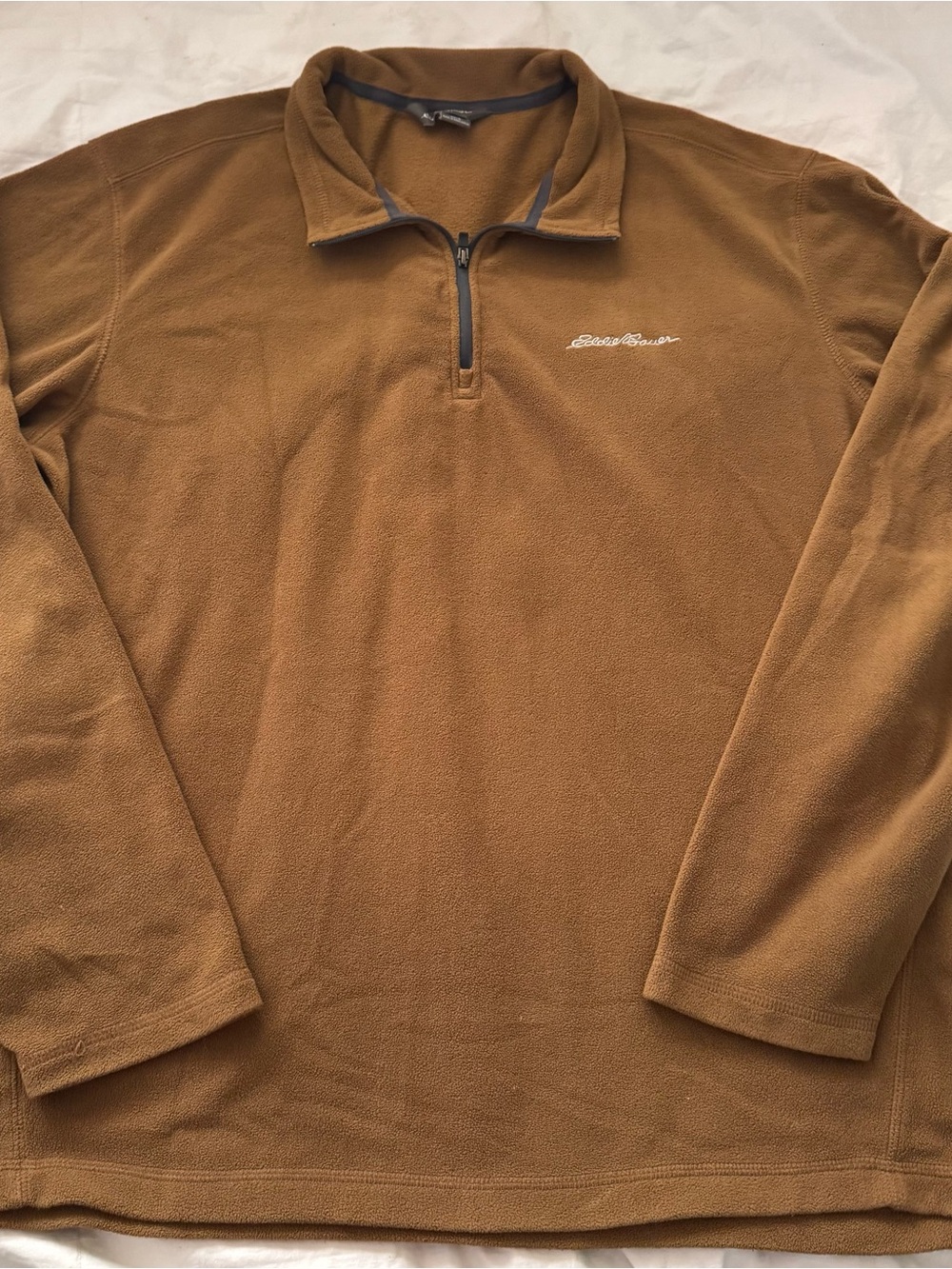 Eddie Bauer Men's Brown Quarter-Zip Fleece Pullover light brown